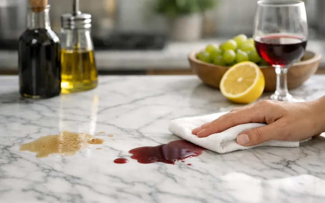 Como evitar manchas em bancada de mármore